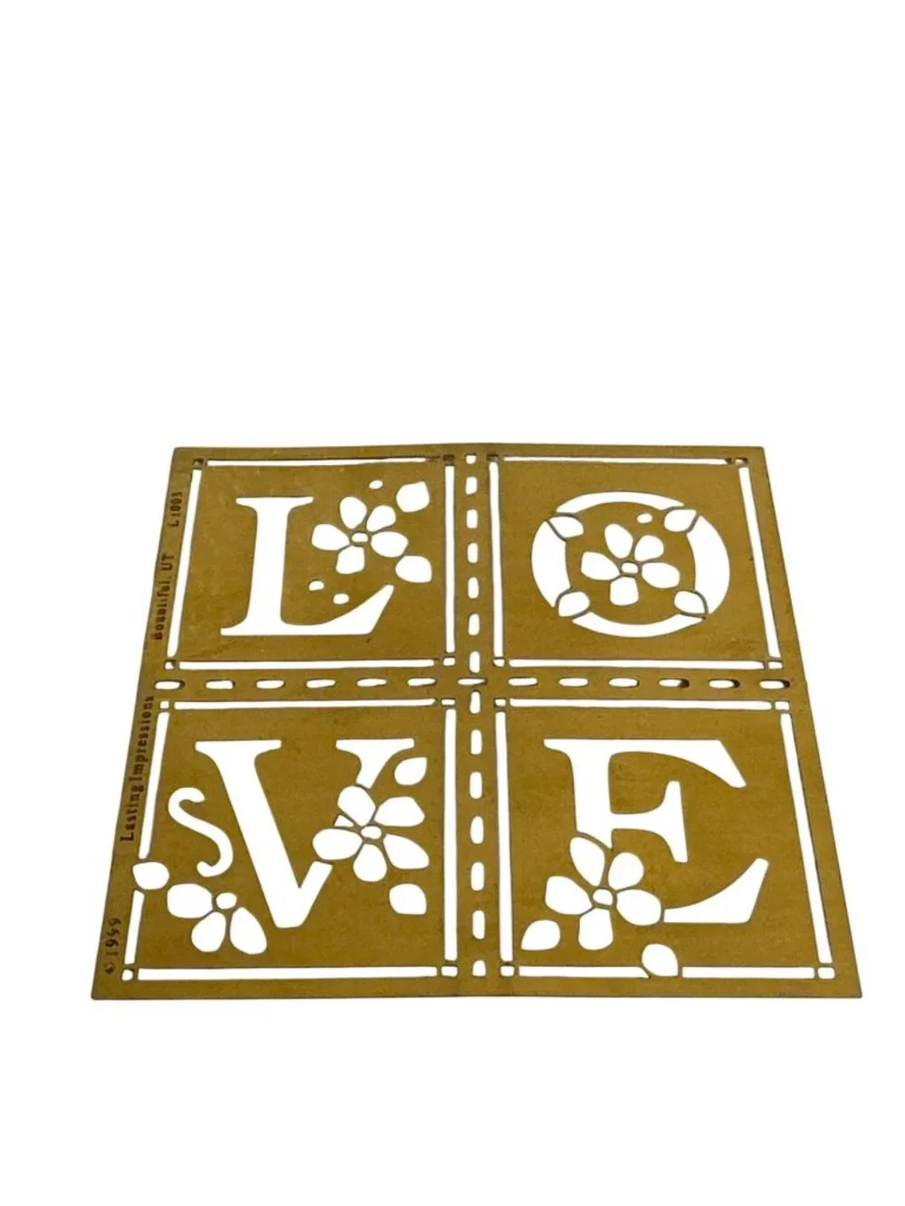 Set Of 9 Lasting Impressions Brass Stencils Love Flowers Heart Tulip Ladybug